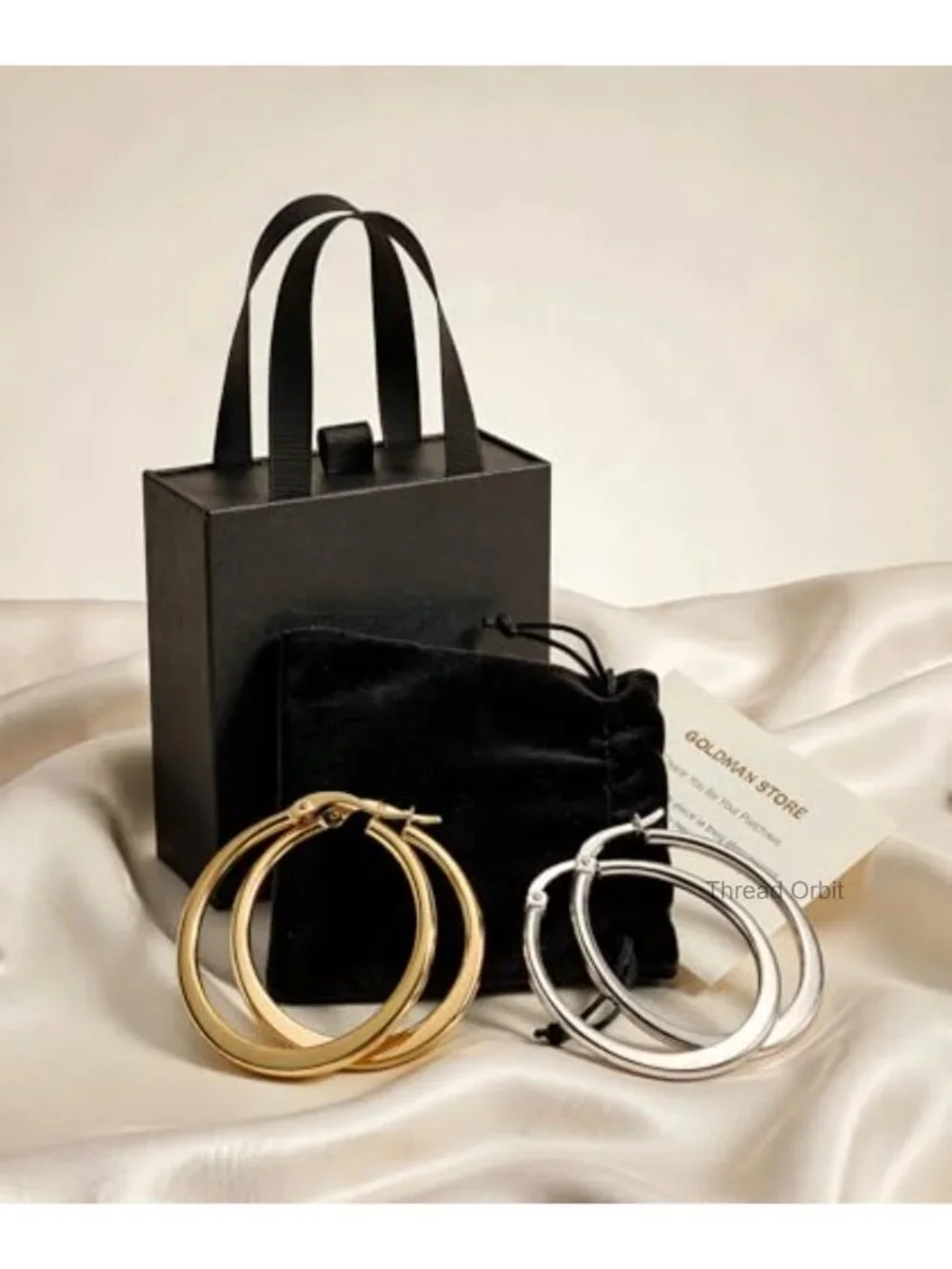 14K Gold Hoop Earrings Set - 2 Pairs, Hypoallergenic & Waterproof